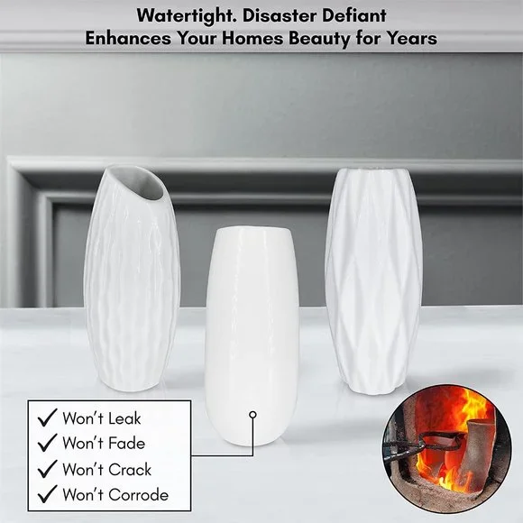 New 3 Ceramic Flower Vase Set Rustic Decor - Picture 2 of 6